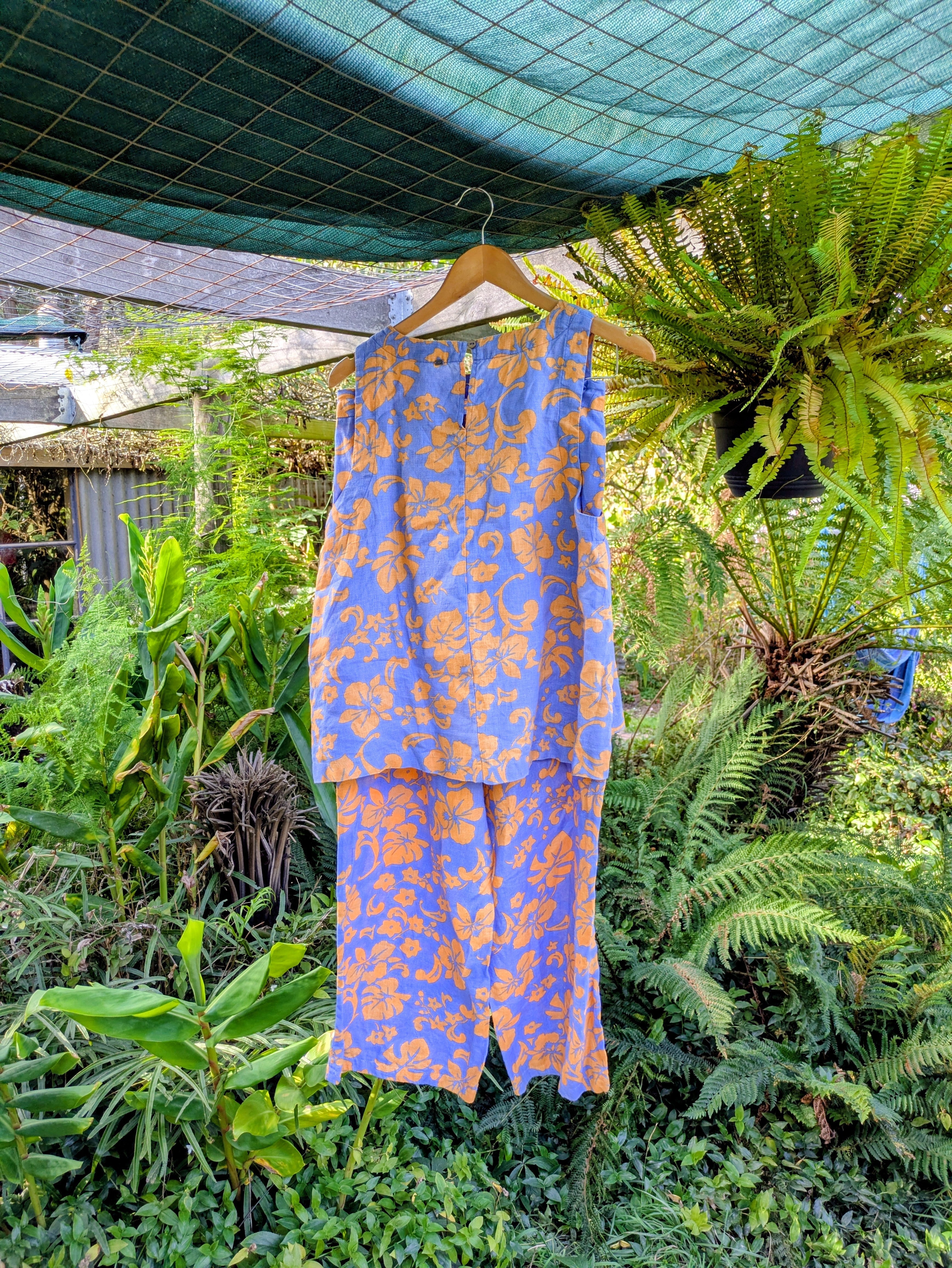 Ghanda blue and orange co-ordinated 2pc - Size Medium