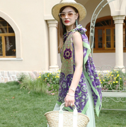 Anyyou 100% Mulberry Silk Purple And Green Long Scarf Luxury Brand Women Beach Shawl Wear Swimwear Pashimina Face Shield