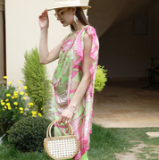 Anyyou 100% Mulberry Silk Pink And Green Long Scarf Luxury Brand Women Beach Shawl Wear Swimwear Pashimina Face Shield Foulard