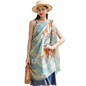 Anyyou 100% Mulberry Silk Pastel Blue Long Scarf Luxury Brand Women Beach Shawl Wear Swimwear Pashimina Face Shield Foulard