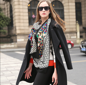 Anyyou 100% Pure Merino Wool Multicolor Marble Poncho Winter Large Scarf With Trendy Pashmina Shawl Bandana  For Womenfashion Design