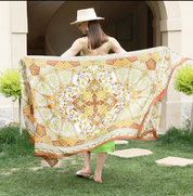 Anyyou 100% Mulberry Silk Coffe Long Scarf Luxury Brand Women Beach Wear Swimwear Pashimina Shawl Foulard