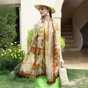 Anyyou 100% Mulberry Silk Coffe Long Scarf Luxury Brand Women Beach Wear Swimwear Pashimina Shawl Foulard