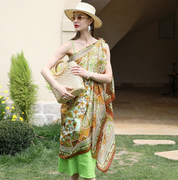 Anyyou 100% Mulberry Silk Coffe Long Scarf Luxury Brand Women Beach Wear Swimwear Pashimina Shawl Foulard
