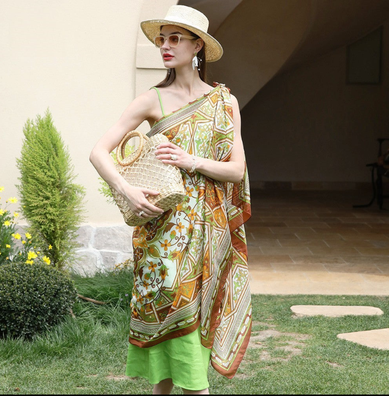 Anyyou 100% Mulberry Silk Coffe Long Scarf Luxury Brand Women Beach Wear Swimwear Pashimina Shawl Foulard