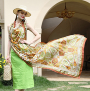 Anyyou 100% Mulberry Silk Coffe Long Scarf Luxury Brand Women Beach Wear Swimwear Pashimina Shawl Foulard