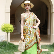 Anyyou 100% Mulberry Silk Coffe Long Scarf Luxury Brand Women Beach Wear Swimwear Pashimina Shawl Foulard