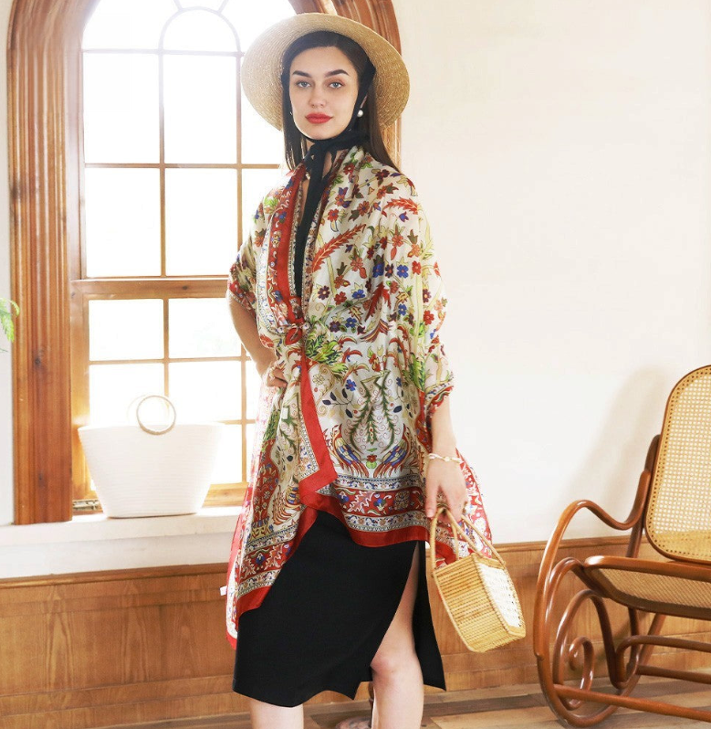 Anyyou 100% Mulberry Silk Red Green Long Scarf Luxury Brand Women Beach Shawl Wear Swimwear Pashimina Foulard