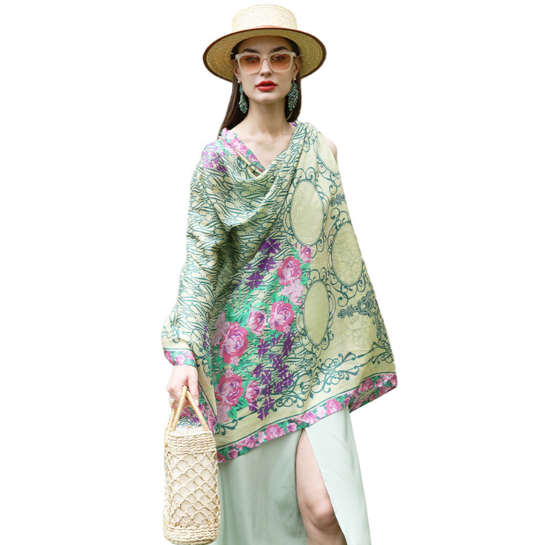 Anyyou 100% Mulberry Silk Mint Green Long Scarf Luxury Brand Women Beach Shawl Wear Swimwear Pashimina Foulard
