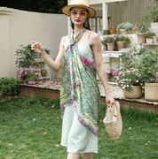 Anyyou 100% Mulberry Silk Mint Green Long Scarf Luxury Brand Women Beach Shawl Wear Swimwear Pashimina Foulard