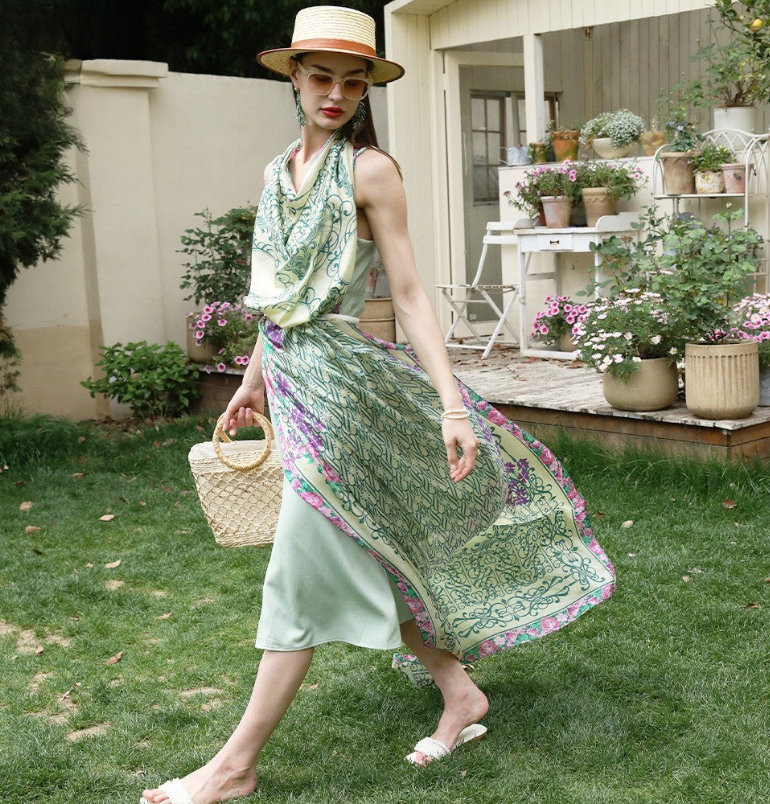 Anyyou 100% Mulberry Silk Mint Green Long Scarf Luxury Brand Women Beach Shawl Wear Swimwear Pashimina Foulard