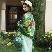 Anyyou 100% Mulberry Silk Light Green Long Scarf Luxury Brand Women Beach Shawl Wear Swimwear Pashimina Foulard
