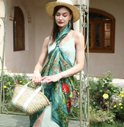 Anyyou 100% Mulberry Silk Light Green Long Scarf Luxury Brand Women Beach Shawl Wear Swimwear Pashimina Foulard