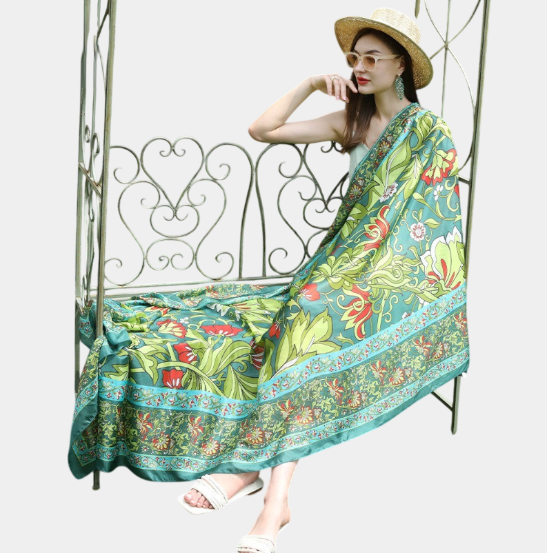Anyyou 100% Mulberry Silk Lime Green Long Scarf Luxury Brand Women Beach Shawl Wear Swimwear Pashimina Foulard