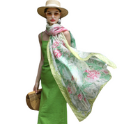Anyyou 100% Mulberry Silk Lime Green Long Scarf Luxury Brand Women Beach Shawl Wear Swimwear Pashimina Foulard