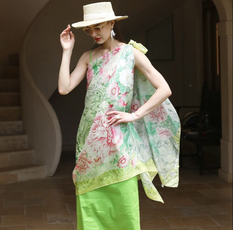 Anyyou 100% Mulberry Silk Lime Green Long Scarf Luxury Brand Women Beach Shawl Wear Swimwear Pashimina Foulard