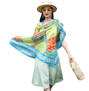 Anyyou 100% Mulberry Silk Aqua Blue Long Scarf Luxury Brand Women Beach Shawl Wear Swimwear Pashimina Foulard