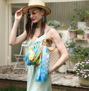 Anyyou 100% Mulberry Silk Aqua Blue Long Scarf Luxury Brand Women Beach Shawl Wear Swimwear Pashimina Foulard