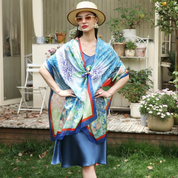 Anyyou 100% Mulberry Silk Royal Blue Long Scarf Luxury Brand Women Beach Shawl Wear Swimwear Pashimina Face Shield Foulard