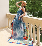 Anyyou 100% Mulberry Silk Royal Blue Long Scarf Luxury Brand Women Beach Shawl Wear Swimwear Pashimina Face Shield Foulard