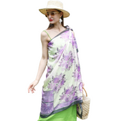 Anyyou 100% Mulberry Silk Lavender Long Scarf Luxury Brand Women Beach Shawl Wear Swimwear Pashimina Foulard
