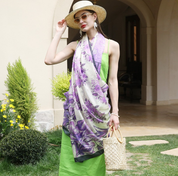 Anyyou 100% Mulberry Silk Lavender Long Scarf Luxury Brand Women Beach Shawl Wear Swimwear Pashimina Foulard
