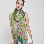 Anyyou 100% Mulberry Silk Green Long Scarf Luxury Brand Women Beach Shawl Wear Swimwear Pashimina Face Shield Foulard