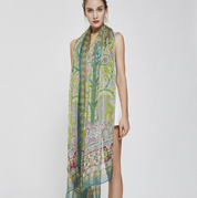 Anyyou 100% Mulberry Silk Green Long Scarf Luxury Brand Women Beach Shawl Wear Swimwear Pashimina Face Shield Foulard