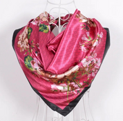 Anyyou Fashion Premium Satin Square Scarf – Elegant Floral Silk-Feel Neckwrap for Women