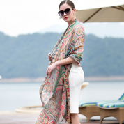 Anyyou 100% Mulberry Silk Light Orange Long Scarf Luxury Brand Women Beach Shawl Wear Swimwear Pashimina Face Shield Foulard