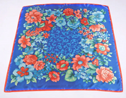 Anyyou Fashion Premium Satin Square Scarf – Vibrant Peony Blue Floral Silk-Feel Neckwrap for Women