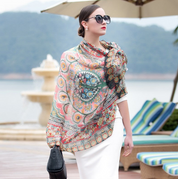 Anyyou 100% Mulberry Silk Light Orange Long Scarf Luxury Brand Women Beach Shawl Wear Swimwear Pashimina Face Shield Foulard
