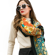 Anyyou 100% Pure Merino Wool Multicolor Tie Pattern Stylish Poncho Winter Large Scarf With Trendy Pashmina Shawl Bandana  For Womenfashion Design