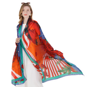 Anyyou 100% Mulberry Silk Red Long Scarf Luxury Brand Women Beach Shawl Wear Swimwear Pashimina Face Shield Foulard