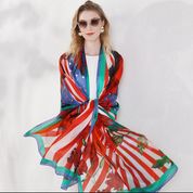 Anyyou 100% Mulberry Silk Red Long Scarf Luxury Brand Women Beach Shawl Wear Swimwear Pashimina Face Shield Foulard