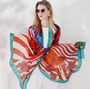 Anyyou 100% Mulberry Silk Red Long Scarf Luxury Brand Women Beach Shawl Wear Swimwear Pashimina Face Shield Foulard