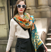 Anyyou 100% Pure Merino Wool Multicolor Tie Pattern Stylish Poncho Winter Large Scarf With Trendy Pashmina Shawl Bandana  For Womenfashion Design