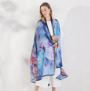 Anyyou 100% Mulberry Silk Light Blue Long Scarf Luxury Brand Women Beach Shawl Wear Swimwear Pashimina Face Shield Foulard