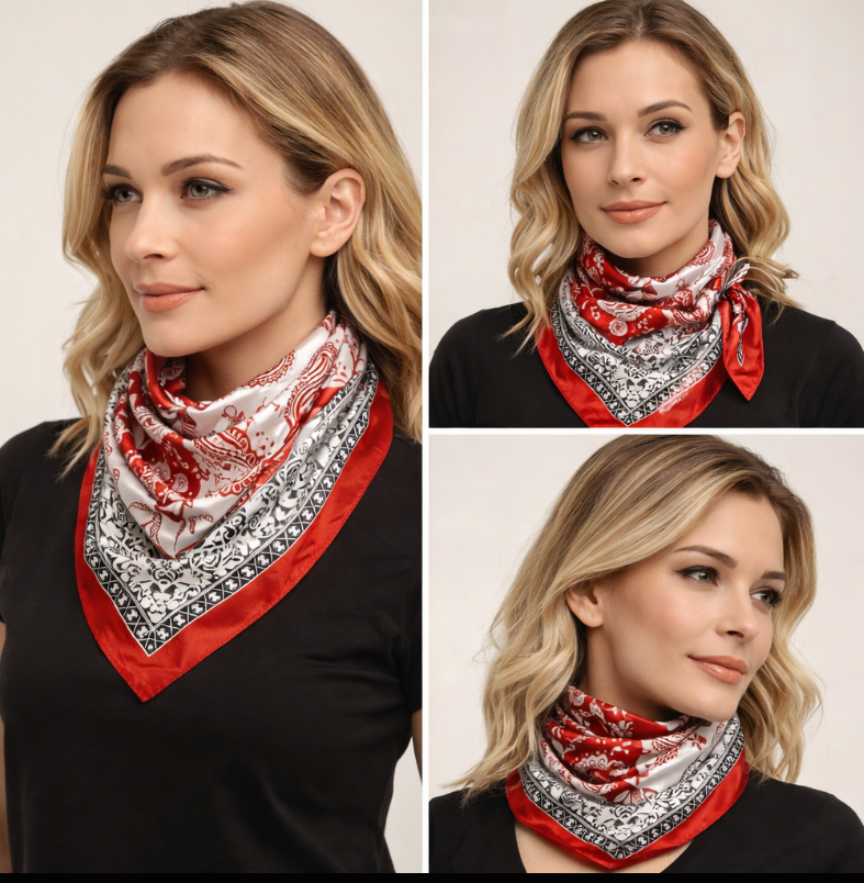 Anyyou Fashion Premium Satin Square Scarf – Classic Wine Red Silk-Feel Neckwrap for Women