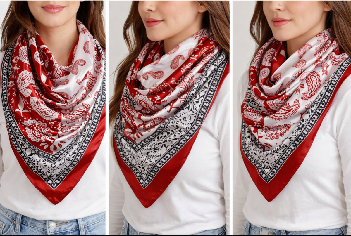 Anyyou Fashion Premium Satin Square Scarf – Classic Wine Red Silk-Feel Neckwrap for Women