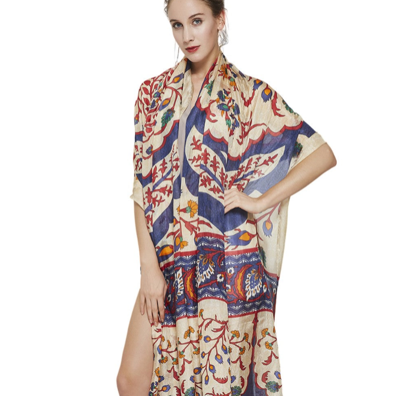 Anyyou 100% Mulberry Silk Khaki Long Scarf Luxury Brand Women Beach Shawl Wear Swimwear Pashimina Face Shield Foulard