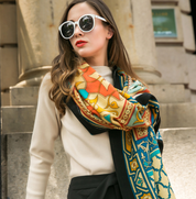 Anyyou 100% Pure Merino Wool Multicolor Tie Pattern Stylish Poncho Winter Large Scarf With Trendy Pashmina Shawl Bandana  For Womenfashion Design