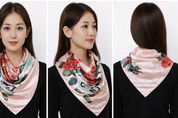 Anyyou Fashion Premium Satin Square Scarf – Romantic Pink Roses Silk-Feel Neckwrap for Women