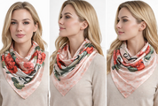 Anyyou Fashion Premium Satin Square Scarf – Romantic Pink Roses Silk-Feel Neckwrap for Women