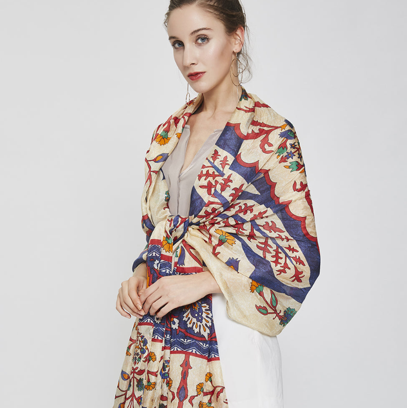 Anyyou 100% Mulberry Silk Khaki Long Scarf Luxury Brand Women Beach Shawl Wear Swimwear Pashimina Face Shield Foulard