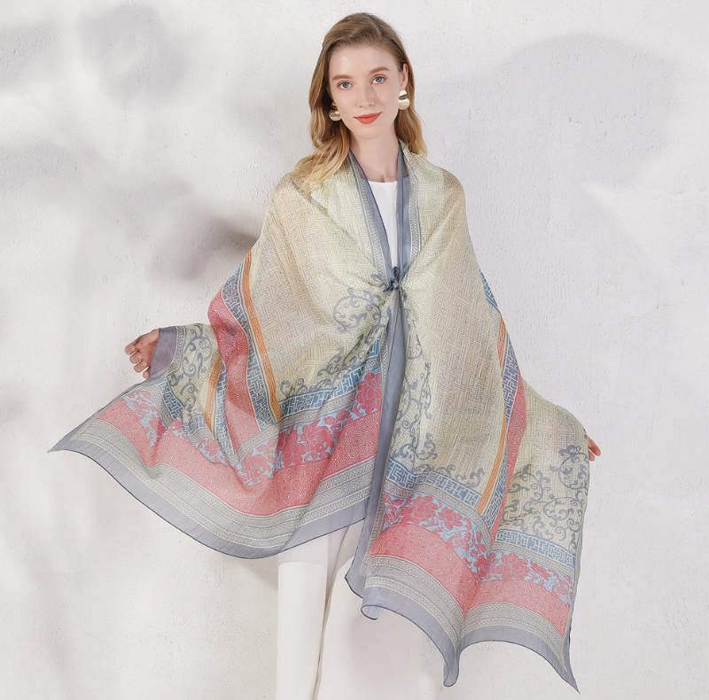 Anyyou 100% Mulberry Silk White Long Scarf Luxury Brand Women Beach Shawl Wear Swimwear Pashimina Face Shield Foulard