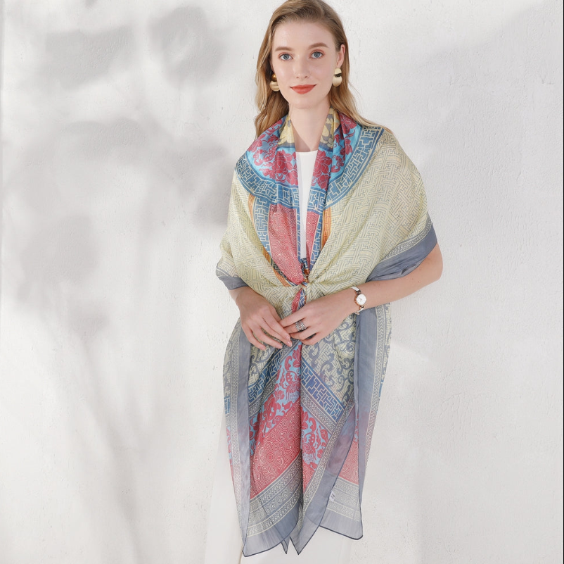 Anyyou 100% Mulberry Silk White Long Scarf Luxury Brand Women Beach Shawl Wear Swimwear Pashimina Face Shield Foulard