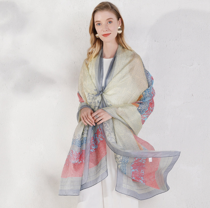 Anyyou 100% Mulberry Silk White Long Scarf Luxury Brand Women Beach Shawl Wear Swimwear Pashimina Face Shield Foulard