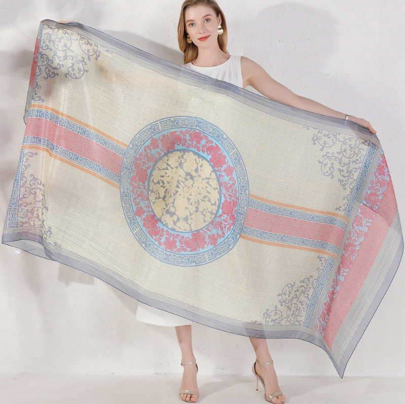 Anyyou 100% Mulberry Silk White Long Scarf Luxury Brand Women Beach Shawl Wear Swimwear Pashimina Face Shield Foulard