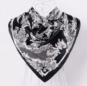 Anyyou Fashion Premium Satin Square Scarf – Elegant Lace Black Silk-Feel Neckwrap for Women